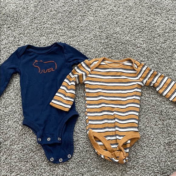 Striped and Bear Print Baby Bodysuits - Picture 1 of 3
